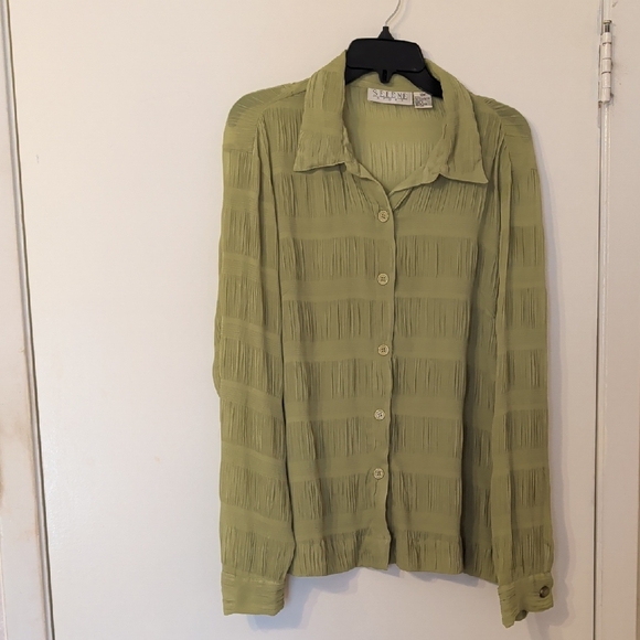 Selene Sport Tops - Vintage Selene Sport Olive Button-Down Shirt, 16W